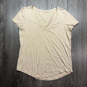 Lululemon Love Tee Size 8 Pima Cotton Cream Tan Everyday Shirt V-Neck